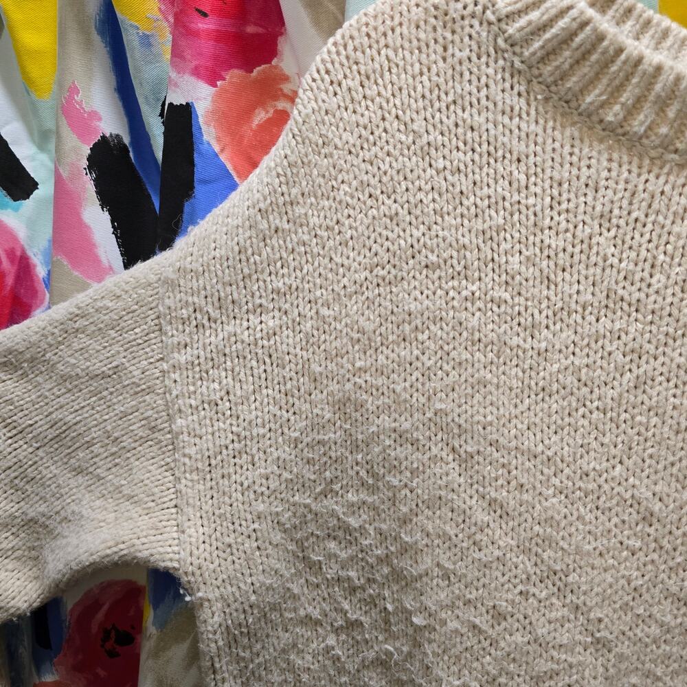 Victoria's Secret PINK cream chunky knit long sleep crewneck sweater large - Picture 5 of 13